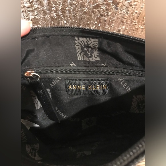 NWOT Anne Klein Black Logo Embossed Wristlet Wallet Clutch Bag - Picture 9 of 14